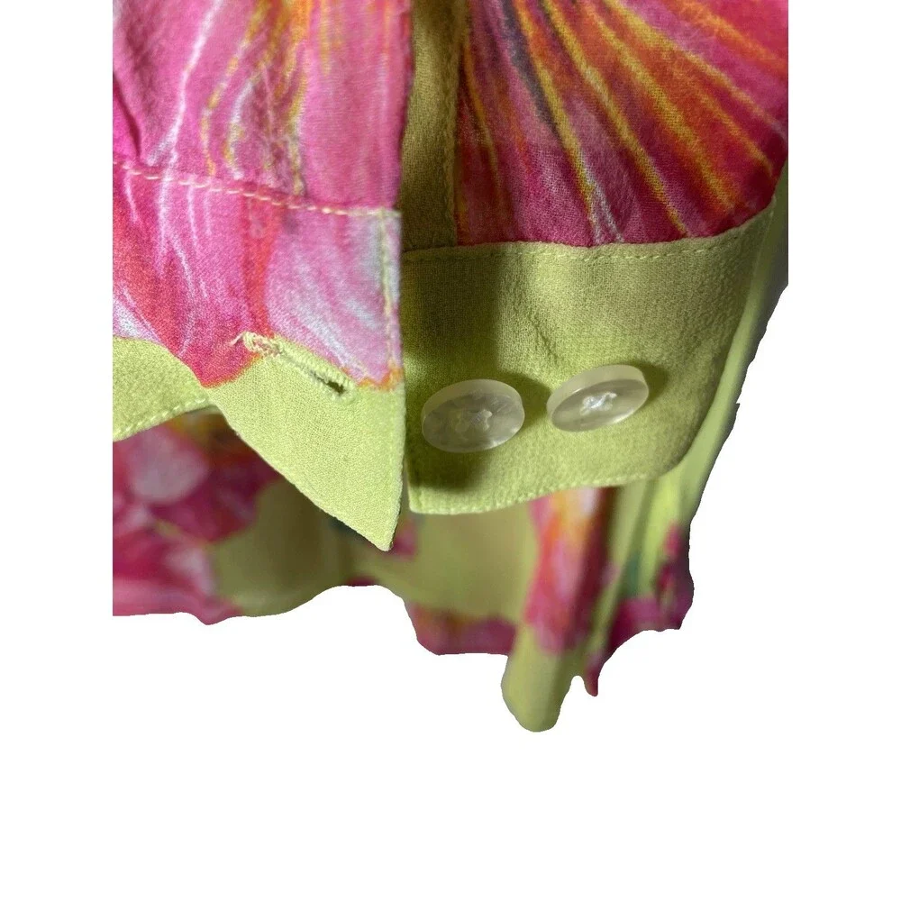 Vintage Jane Seymour Signature Multicolor Floral 100% Silk Blouse Size Medium - Picture 5 of 8